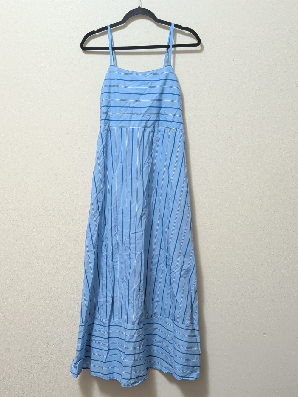 Japna Light Blue Striped Maxi Dress with Spaghetti Straps